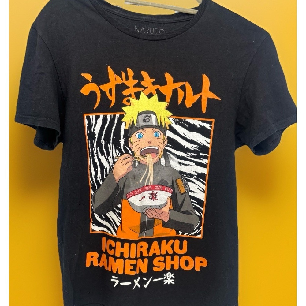 Naruto Shippuden Men's S Black Graphic T-Shirt Naruto Uzumaki Short Sleeve